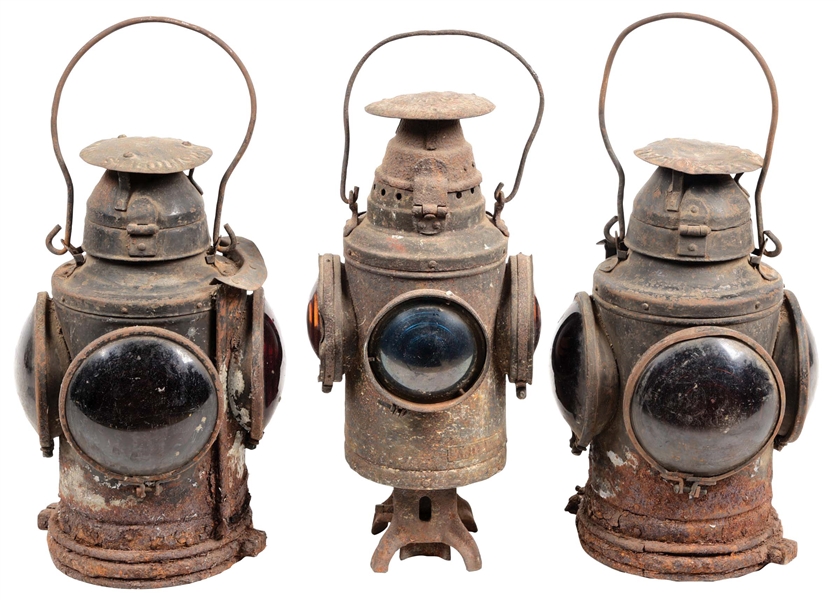 LOT OF 3: RAILROAD LAMPS.