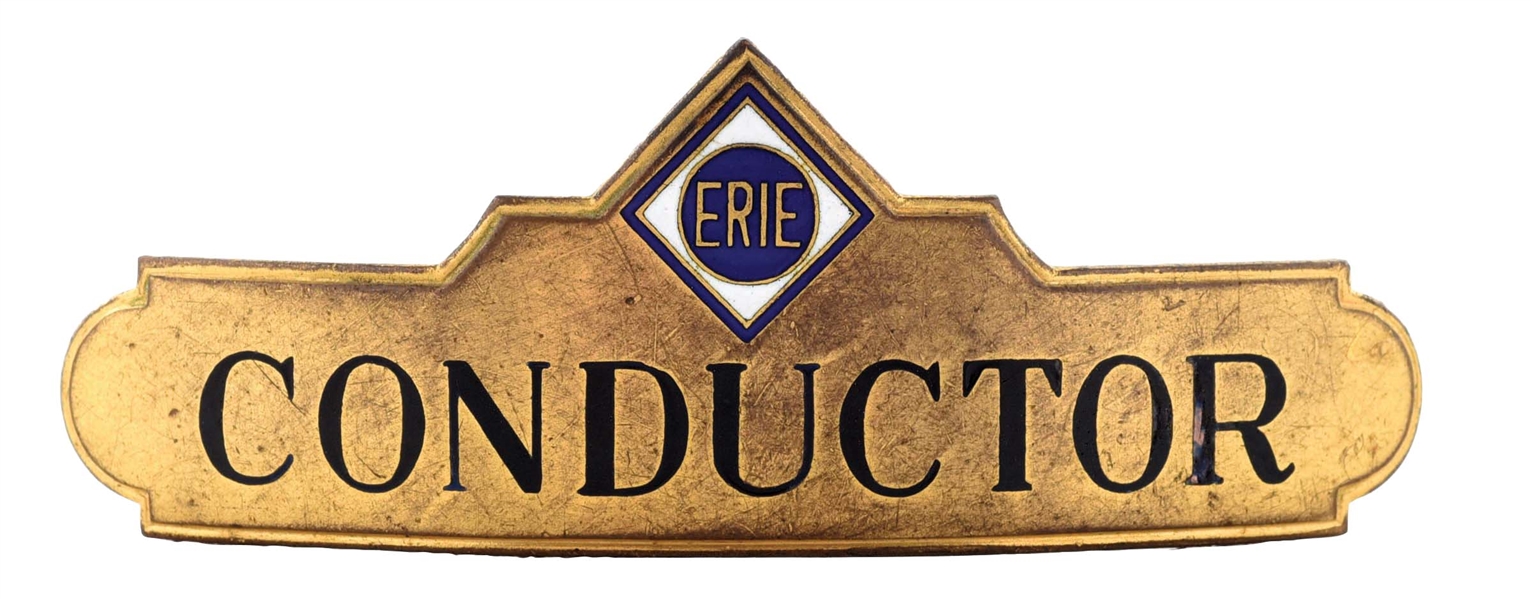 ERIE RR RAILROAD UNIFORM HAT BADGE.