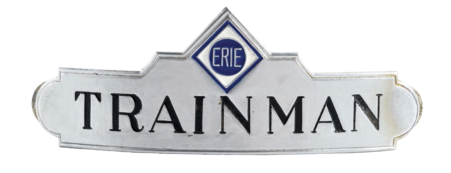 ERIE RR RAILROAD UNIFORM HAT BADGE.