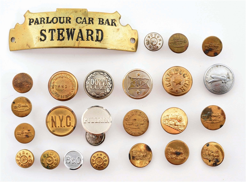 RAILROAD UNIFORM BADGE & BUTTONS.