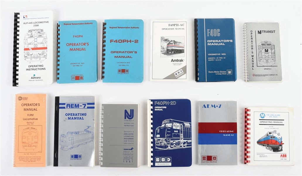 LOT OF 12: TRANSIT AGENCY LOCOMOTIVE MANUALS.