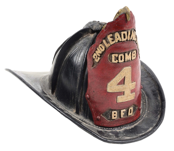 FIREMANS LEATHER HELMET.