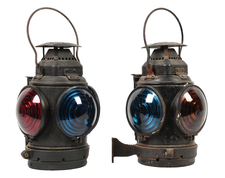 LOT OF 2: ERIE RR RAILROAD CABOOSE MARKER LAMPS.