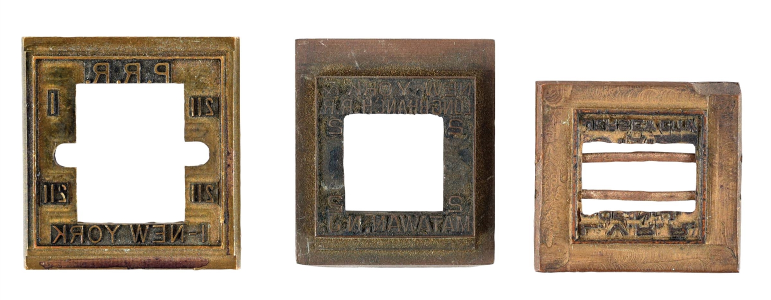 LOT OF 3: RAILROAD TICKET VALIDATOR DIES.