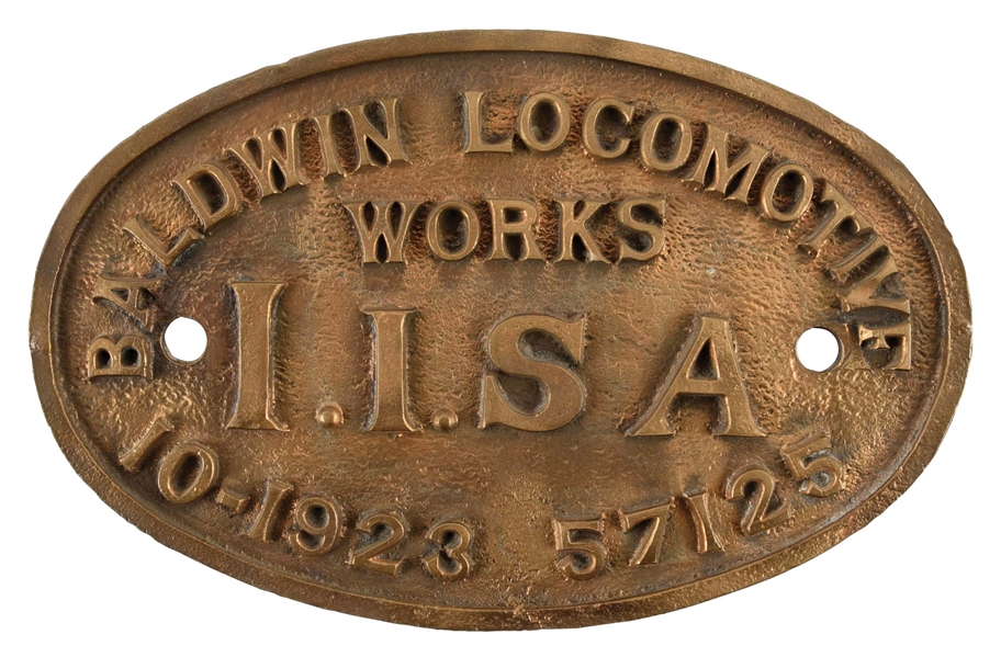 PRR LOCOMOTIVE BUILDERS PLATE.