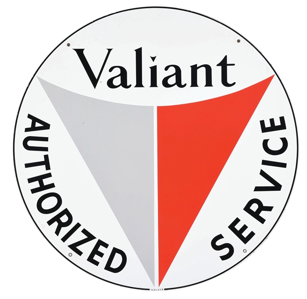 PORCELAIN VALIANT AUTHORIZED SERVICE STATION SIGN.