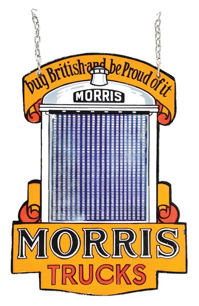 RARE PORCELAIN MORRIS TRUCKS SIGN.