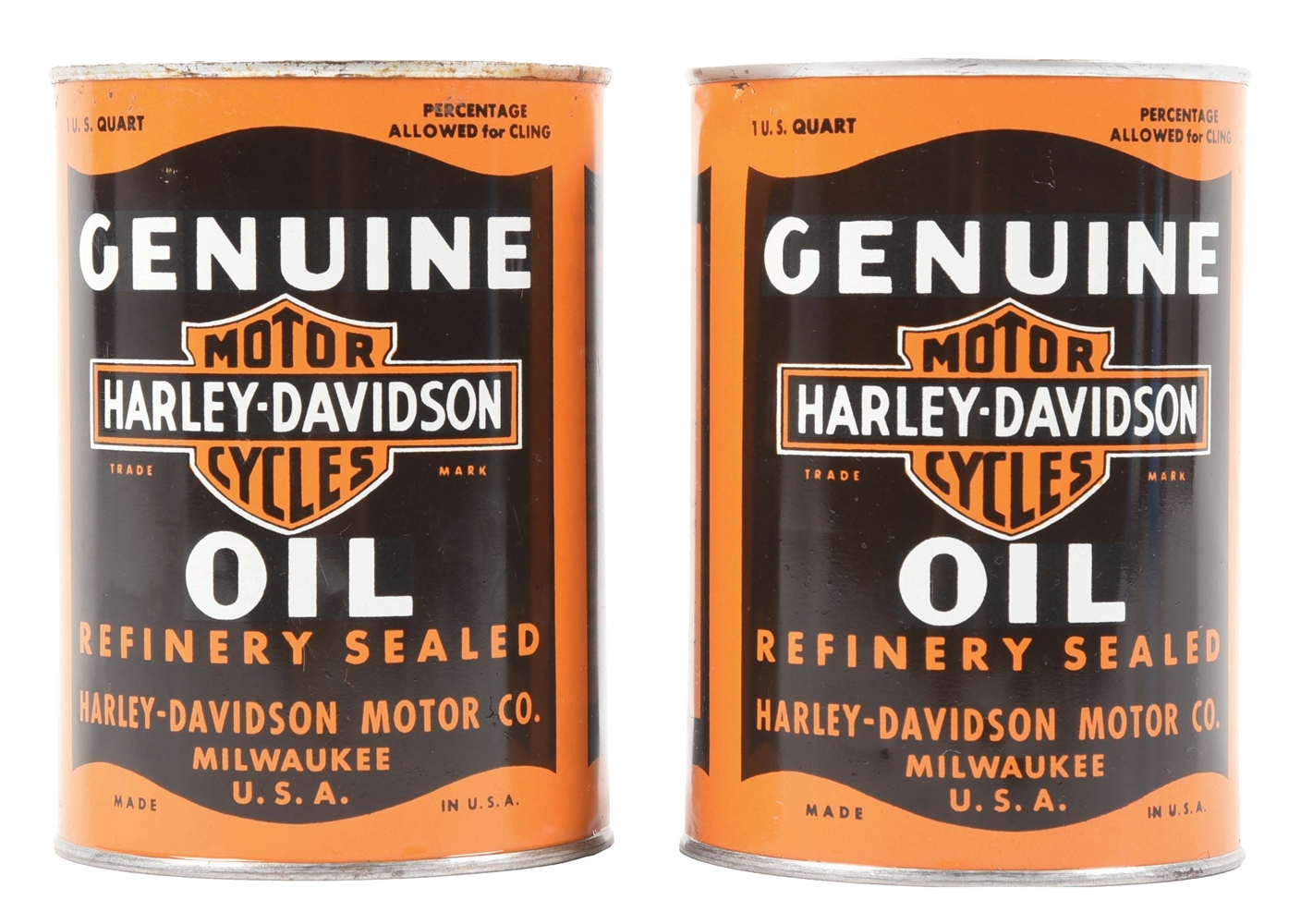 COLLECTION OF 2: NOS HARLEY-DAVIDSON GENUINE MOTOR OIL 1 QT. CANS.