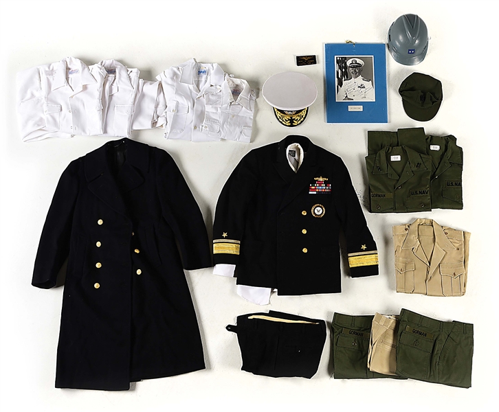 LARGE LOT OF UNIFORMS NAMED TO REAR ADMIRAL RUSSELL W. GORMAN.