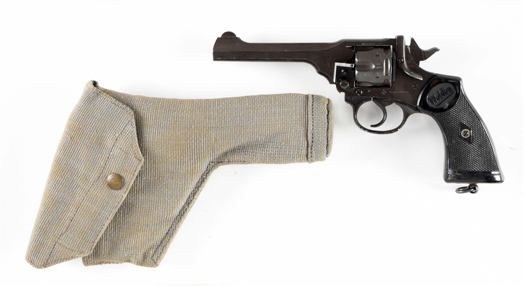 (C) WEBLEY MK IV DOUBLE ACTION REVOLVER WITH HOLSTER.