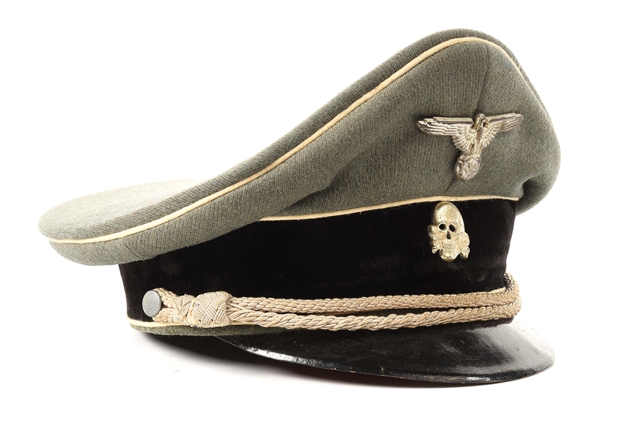 GERMAN WWII WAFFEN SS OFFICERS VISOR HAT.