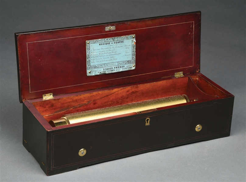 NICOLE FRÈRES CYLINDER MUSIC BOX IN ROSEWOOD VENEER CASE