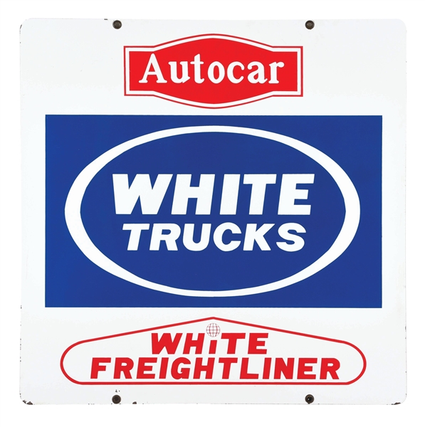 WHITE TRUCKS & WHITE FREIGHTLINER NEW OLD STOCK PORCELAIN SIGN. 