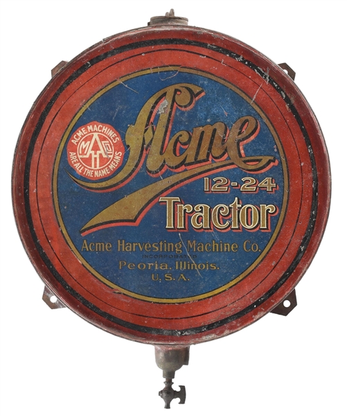 ACME HARVESTING MACHINE COMPANY ADVERTISING TANK FIXTURE. 