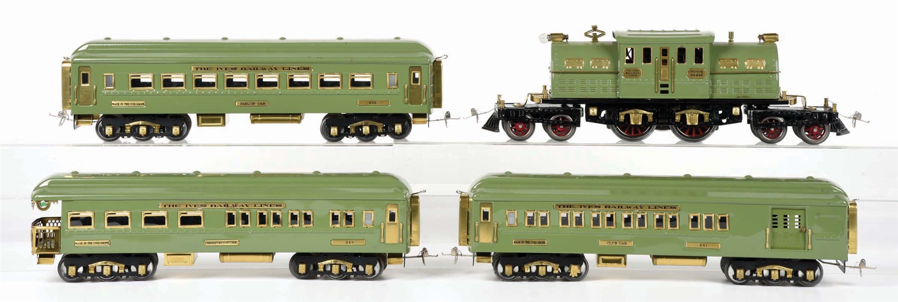 Lot Detail - LOT OF 4: REPRODUCTION IVES 3245R LOCOMOTIVE W/ 3 ...