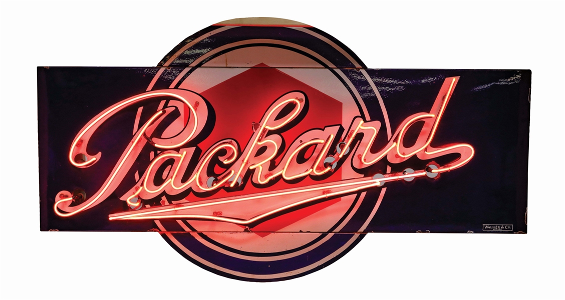 PACKARD AUTOMOBILES PORCELAIN NEON SIGN. 