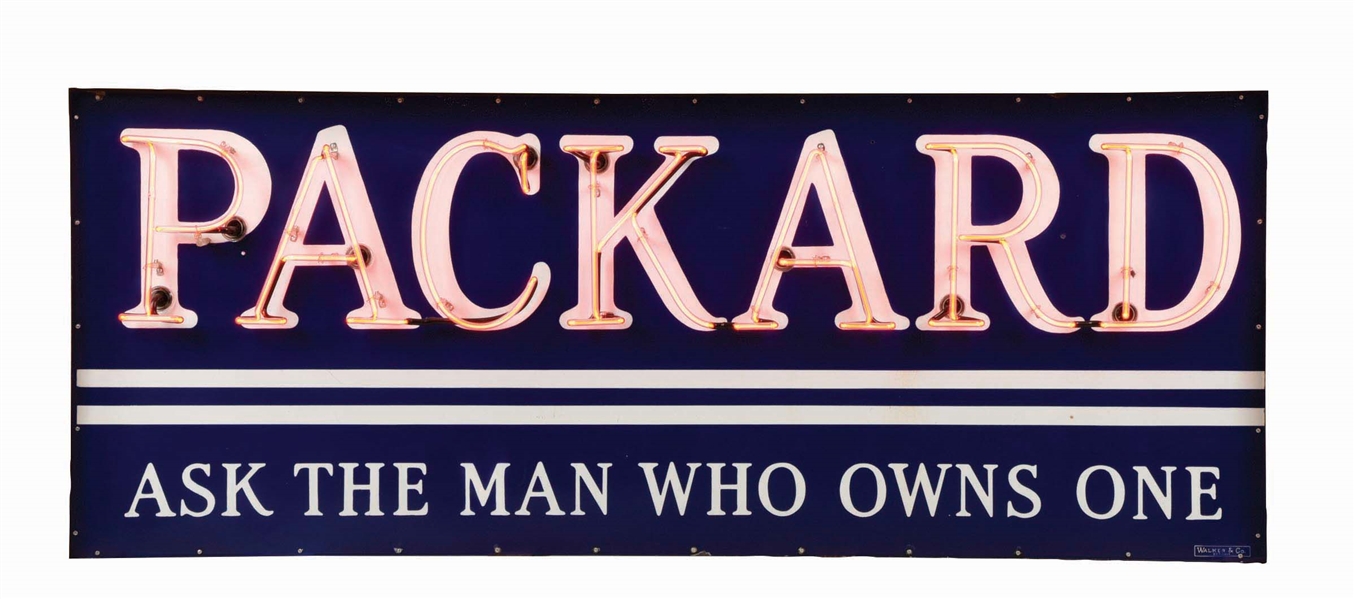 RARE PACKARD "ASK THE MAN WHO OWNS ONE" PORCELAIN NEON SIGN.
