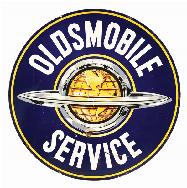 OLDSMOBILE SERVICE STATION PORCELAIN SIGN.