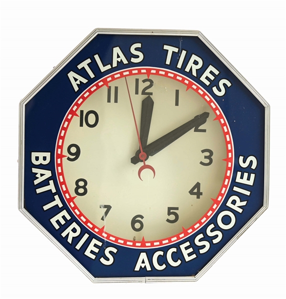 ATLAS TIRES BATTERIES ACCESSORIES LIGHT-UP/ NEON CLOCK.