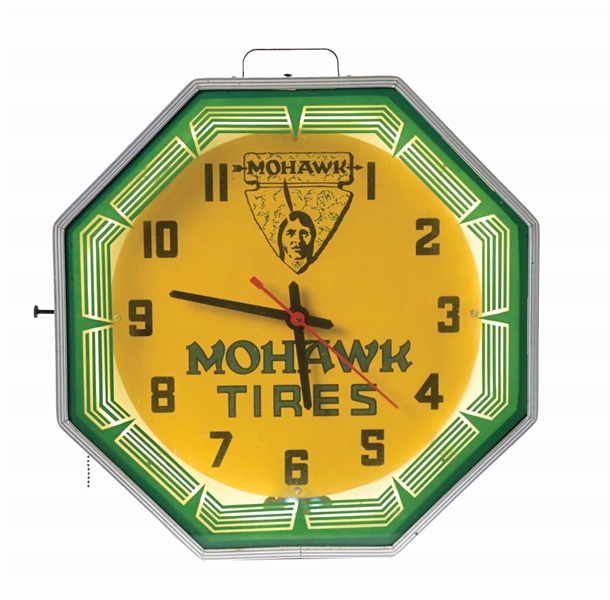 MOHAWK TIRES NEON CLOCK.