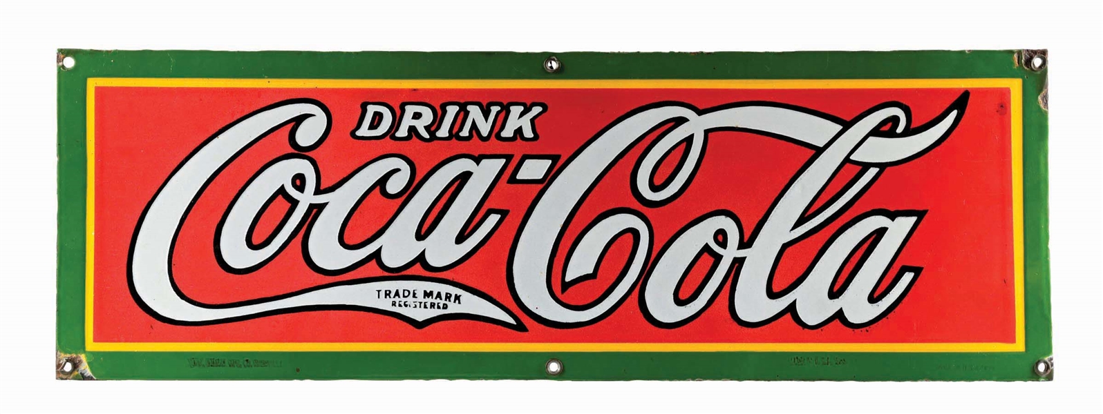 DRINK COCA COLA PORCELAIN STRIP SIGN.