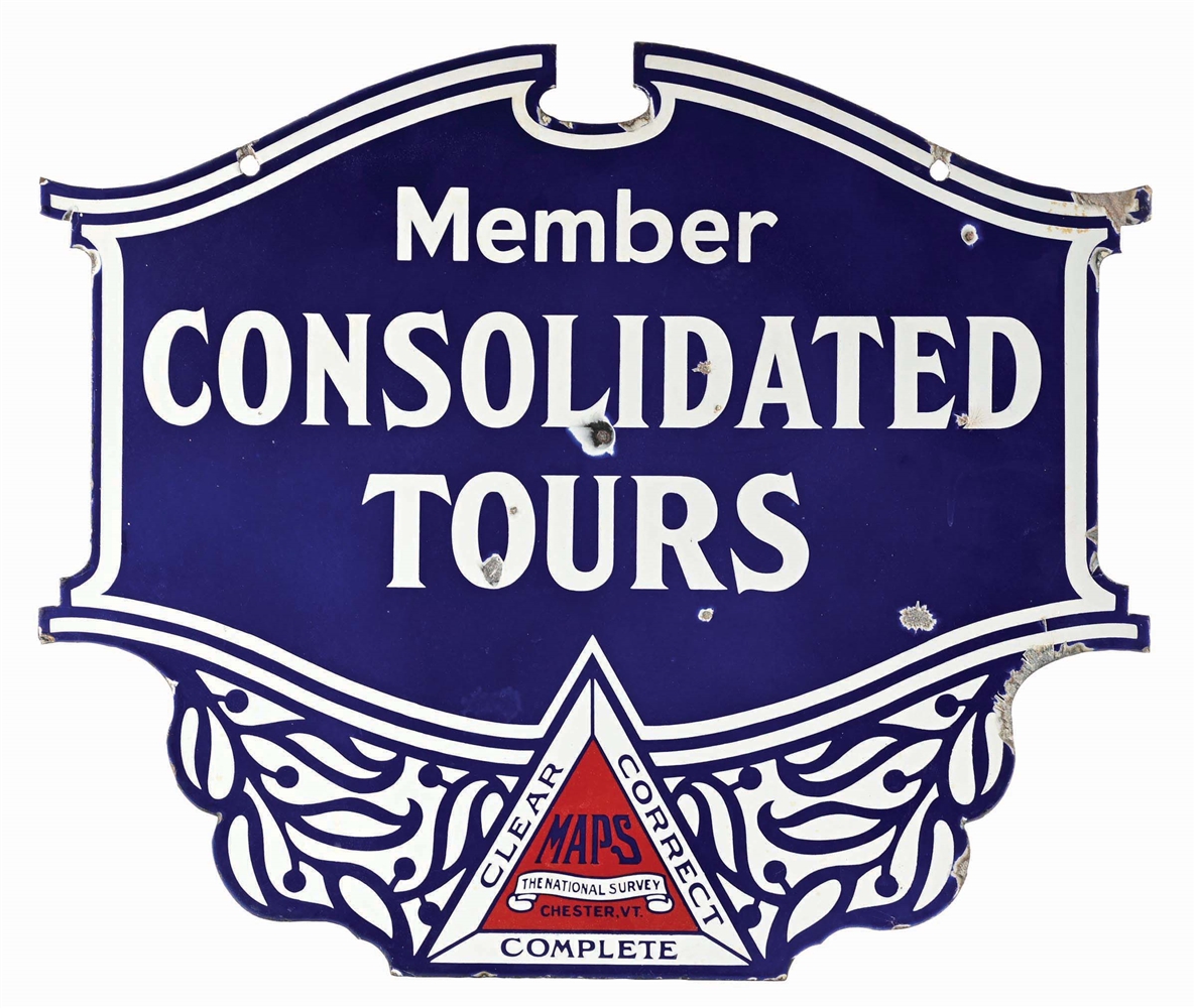 CONSOLIDATED TOURS MEMBER PORCELAIN SIGN.