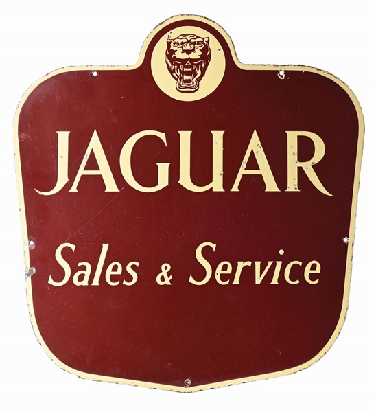 JAGUAR SALES & SERVICE PORCELAIN SIGN.
