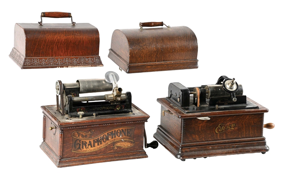 PAIR OF WIND-UP PHONOGRAPHS.