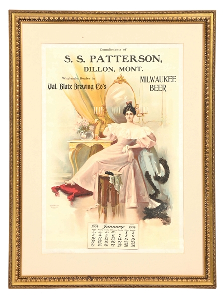 PAPER S.S.PATTERSON BEER CALENDAR W/ CUSTOM FRAME.