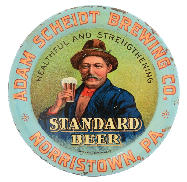 ADAM SCHEIDT BREWING CO. STANDARD BEER GERMAN MAN TIP TRAY.