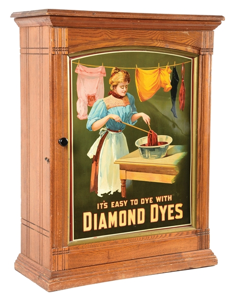 DIAMOND DYES CABINET W/ WOMAN GRAPHIC.