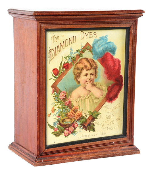 DIAMOND DYES CABINET W/ YOUNG GIRL GRAPHIC.