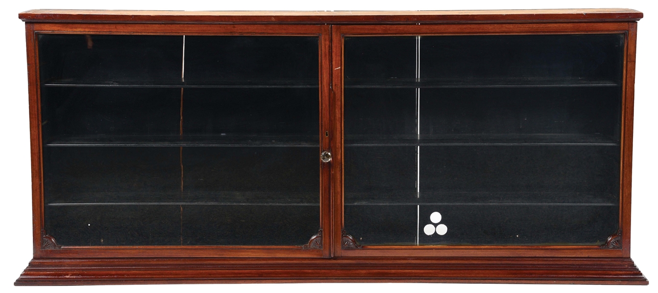 WOODEN DISPLAY CASE WALL MOUNT W/ GLASS.