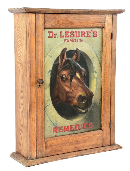 DR. LESURES REMEDIES CABINET W/ HORSE GRAPHIC.
