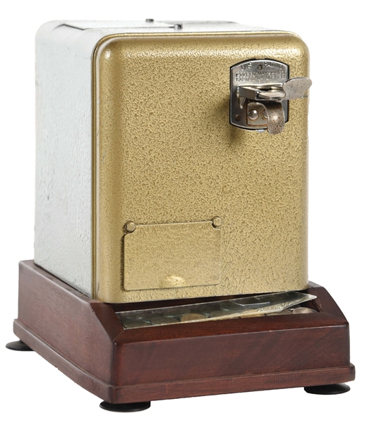 5¢ MILLS VEST POCKET SLOT MACHINE WITH ADDED CASH BOX.