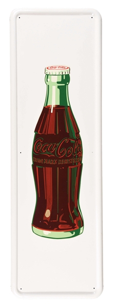 SELF-FRAMED COCA-COLA TRADEMARK REGISTERED BOTTLE SIGN W/ BOTTLE GRAPHIC.