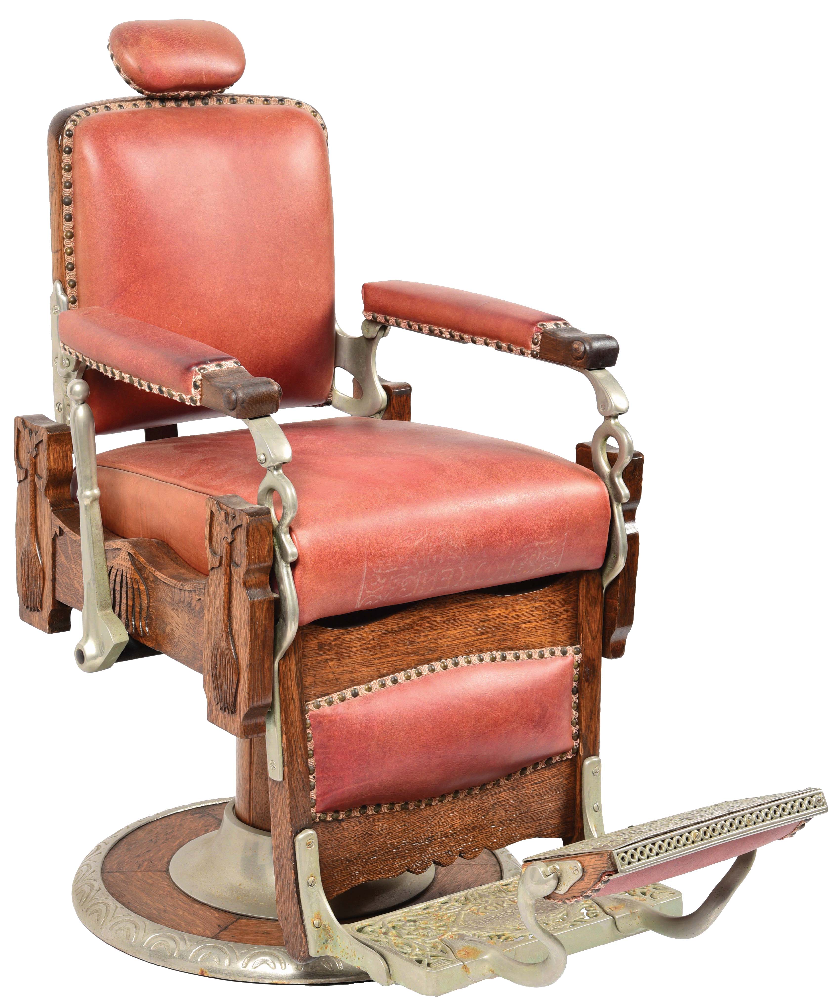 Lot Detail - EARLY 20TH C. KOKEN WOOD BARBER CHAIR.