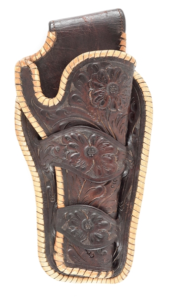 H.H. HEISER TOOLED LEATHER HOLSTER.