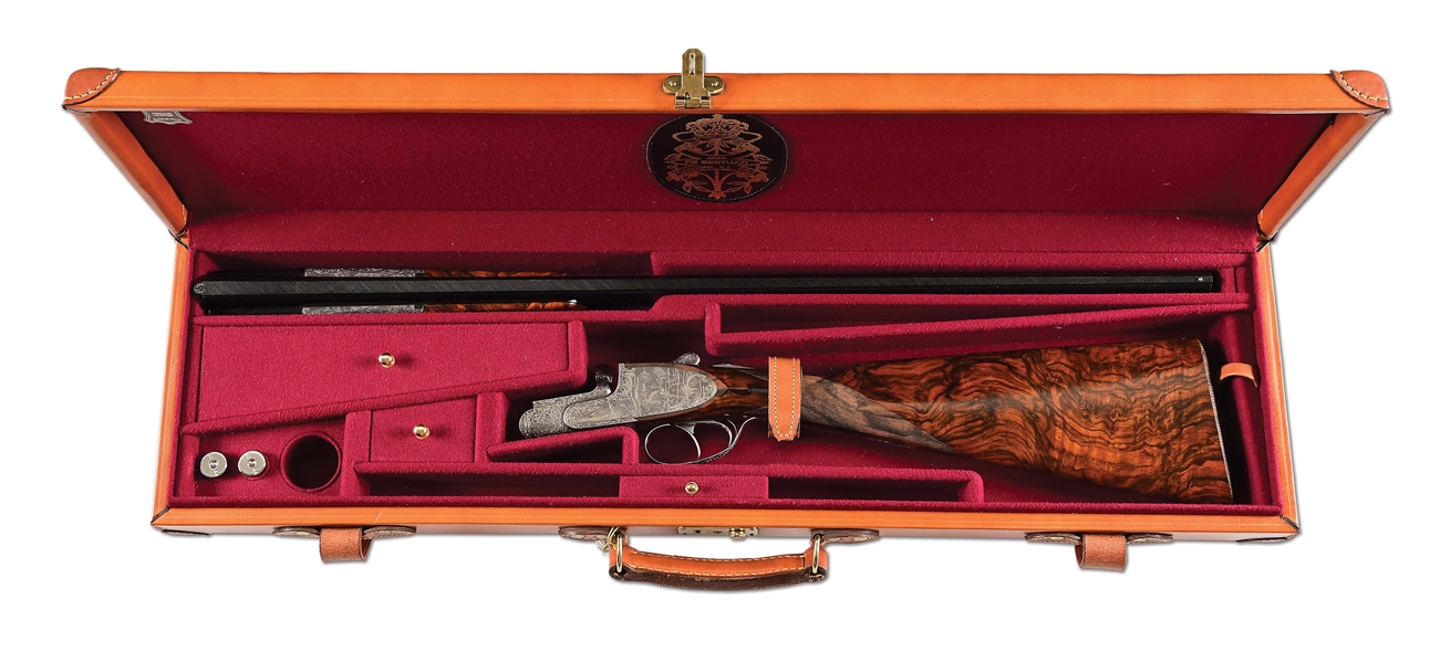 (M) OUTSTANDING BERTUZZI GULLWING 20 GAUGE OVER/UNDER SHOTGUN WITH SUPERB ENGRAVING BY MANRICO TORCOLI & VALERIO PELI, CREATIVE ARTS, AND CASE.