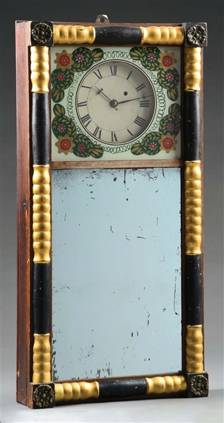 BENJAMIN MORRELL MIRROR CLOCK NEW HAMPSHIRE, 19TH CENTURY.