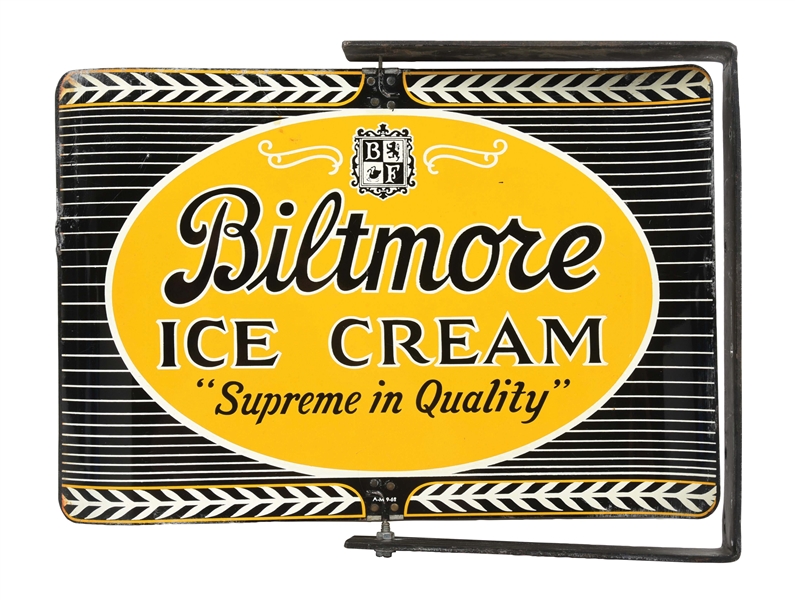 VERY NICE DISPLAYING BILTMORE ICE CREAM SPINNER FLANGE SIGN.