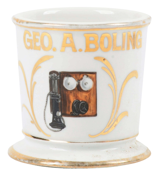 TELEPHONE REPAIRMAN SHAVING MUG.