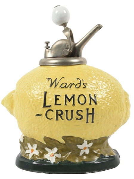 WARDS LEMON-CRUSH CERAMIC SYRUP DISPENSER.