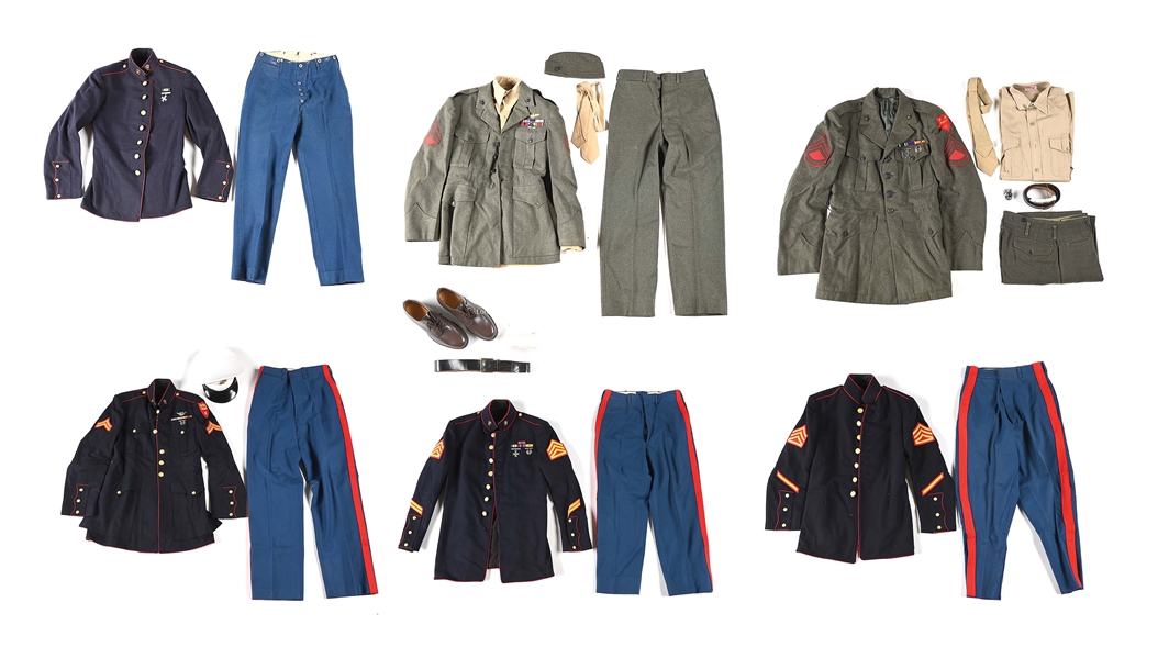 LOT OF US WWI-COLD WAR MARINE CORPS ENLISTED UNIFORMS.