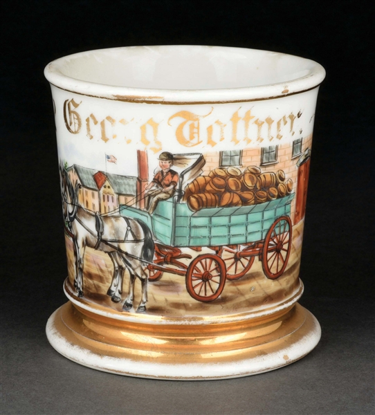 HORSE-DRAWN DELIVERY CART SHAVING MUG.