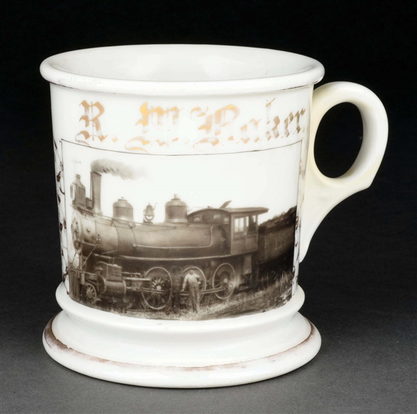 PHOTOGRAPHIC TRAIN IMAGE SHAVING MUG.