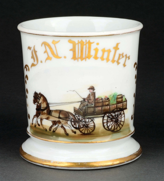 HORSE-DRAWN DELIVERY CART SHAVING MUG.