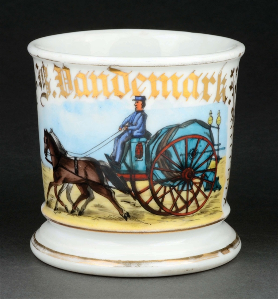 HORSE-DRAWN FIREFIGHTERS CART SHAVING MUG.