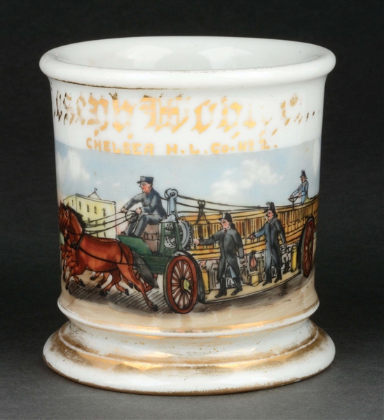 HORSE-DRAWN FIRE WAGON SHAVING MUG.