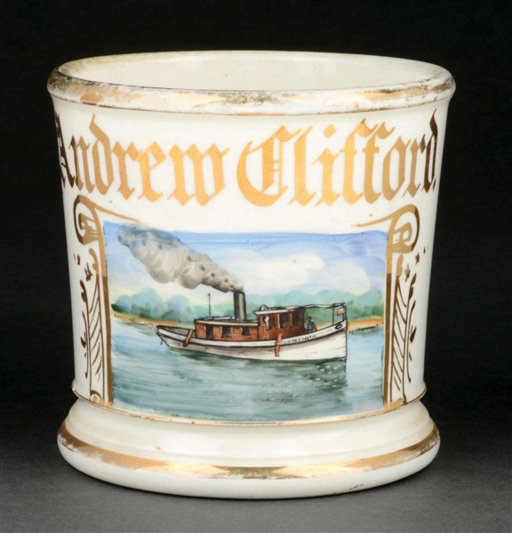 STEAM BOAT DRIVER SHAVING MUG.